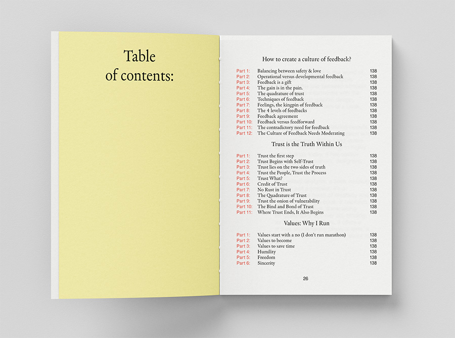 Table of contents spread